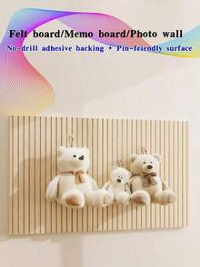 1pc Textured Striped Felt Wall Panel - Self-Adhesive Reusable Memo Board, Suitable For Home/Office, No Drilling Required, Can Be Used As Photo Display Rack And Key Holder, Party Backdrop, With Diy Decorative Function (Can Be Used To Store - Multicolor - View 5