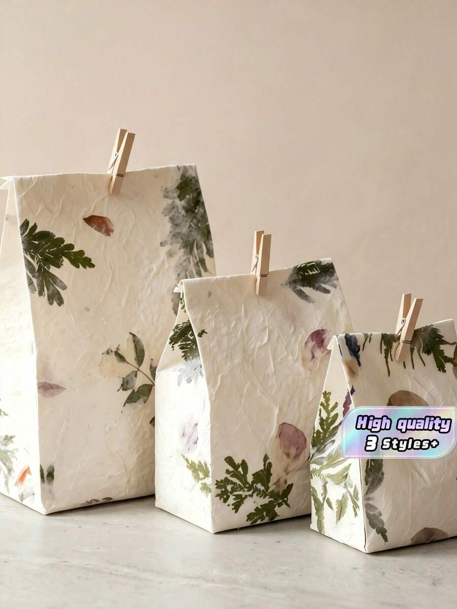Rough Texture Handmade Paper Bags, Premium Souvenir Gift Bags, Christmas Holiday Gift Packaging Bags, Reusable Present Wrapping Pouches For Party Favors - View 1