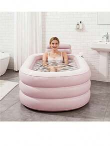 Freestanding Bathtub, Inflatable Bathtub, Bath Ball (Random Color) Combo Set, Ideal For Bathroom Soaking, Post-Work Relaxation, Gym Ice Bath Tub, Durable Pvc Material, Foldable For Storage, 2 Size Options, Included Bath Ball, Suited For Compact - A - View 3