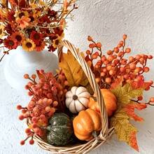 99/400Pcs Stems Artificial Flowers, Orange Red Berry Twigs, Hand-Twisted Floral Branches For DIY Crafts, Vase Arrangements, Autumn & Halloween Table Centerpieces, Party & Home Decor - Multicolor - View 2