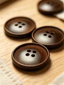 Vintage Imitation Wooden Concave Four-Hole Buttons Multicolor Resin Sewing Fasteners Bulk Supply For Overcoat, Windbreaker, Suit, Handmade Garment Sewing Supplies - coffee color - View 5