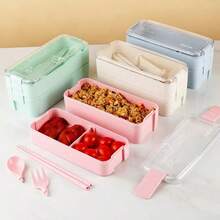 1 Set Bento Box Set, Bento Box Set, Adult Lunch Box With Separators, Utensils, Microwave And Dishwasher, Suitable For Lunch, - Multicolor - View 5