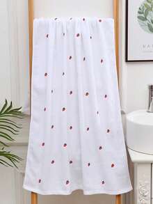 Joivida 1pc Cute Bath Towel / Hand Towel - Soft Absorbent Cotton Strawberry Patterned Towel, Decorative Aesthetic Bathroom Towel - White - View 5