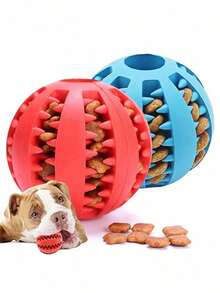 1/2pcs Chew-Resistant Solid Rubber Ball Feeder - Self-Entertainment Puzzle Treat Dispenser, Teeth Cleaning Design To Relieve Boredom For Puppies Teething And Brain Training, Ideal For Dog Lovers - Multicolor - View 3