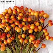 99/400Pcs Stems Artificial Flowers, Orange Red Berry Twigs, Hand-Twisted Floral Branches For DIY Crafts, Vase Arrangements, Autumn & Halloween Table Centerpieces, Party & Home Decor - Multicolor - View 8