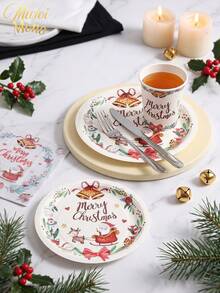 Muroi Mono 25/100 Pieces Of Disposable Party Supplies, Including Disposable Paper Plates, Napkins, Cups, Suitable For Dessert Service, Party Decorations, Various Events, And Gatherings, Including Christmas. - Style 4 - View 4