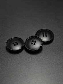 Vintage Imitation Wooden Concave Four-Hole Buttons Multicolor Resin Sewing Fasteners Bulk Supply For Overcoat, Windbreaker, Suit, Handmade Garment Sewing Supplies - black - View 4