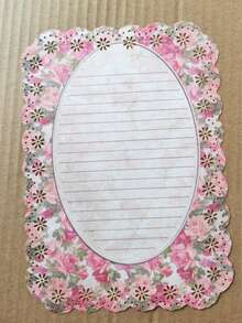 1 Pack (10 Sheets) Vintage Floral Stationery Paper, Hollow Border Decorative Background Scrapbook Paper - Multicolor - View 10