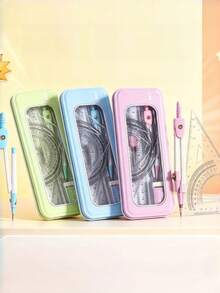 7-Piece Multifunctional Drawing Ruler & Compass Set For Student Exams. This Set Comes With Seven Drawing Tools Including Triangular Rulers, Protractors And Compasses, Which Are Practical Stationery Supplies For Students. - 1pc - View 13