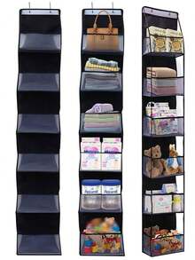 1pc 6-Layer Over-The-Door Hanging Storage Bag, Wall-Mounted Cosmetic Organizer Bag, Large Capacity Mesh With Transparent Pockets Hanging Storage Bag, Suitable For Kitchen, Bathroom, Closet, Bedroom, Dorm, Diaper, Toys, - Multicolor - View 4