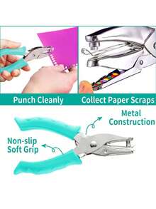 Macaron Colored Manual Puncher, Suitable For Metal Binding Of Paper And Cards, With A Punching Diameter Of 6mm, Suitable For Office Stationery, No Battery Required - Multicolor - View 5