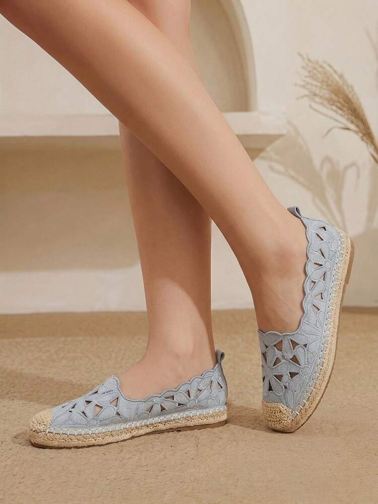 Styleloop Round Toe Flat Bottom Fisherman Shoes, Mori Pastoral Style, Outdoor Picnic, Bohemian Vacation Style, Summer Beach Fall Shoes - Blue - View 6
