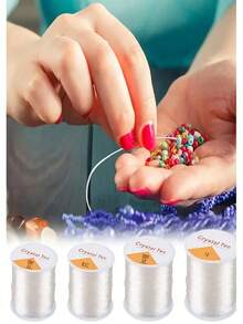 1 Roll Of 0.5-1.0mm Handmade DIY Crystal Transparent Elastic Thread, Suitable For DIY Bead Making, Jewelry Making, Handmade Crafts Making - Very Suitable For Wearing Crystal Beads, Agate Jade Bracelets - Multicolor - View 4