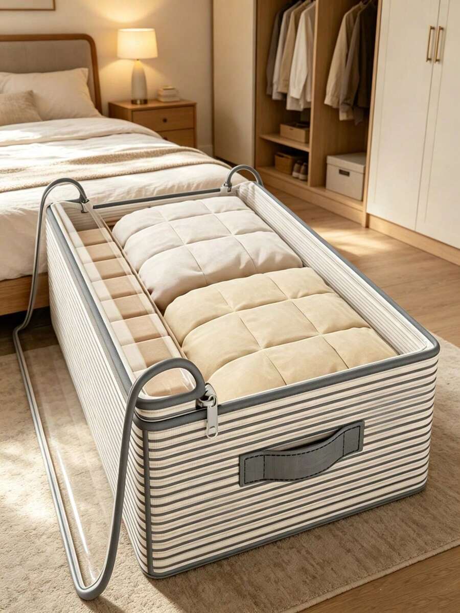 1 Piece Large Capacity Storage Bag Nonwoven Thick Fabric With Clear Window Multi Layer Closet Organizer For Clothes Bedding Under Bed Travel Space Saving Home Utility - Multicolor - View 1