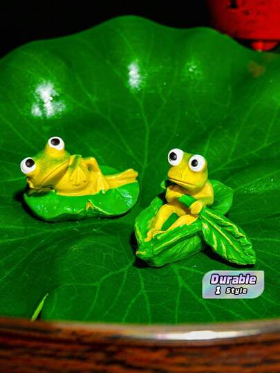 Resin Frog Miniature Figurines, New Lotus Leaf Frog Ornaments, DIY Accessories For Moss Terrarium, Aquarium Landscape Decor, Mini Fairy Garden Decorations, Holiday Gift