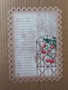 1 Pack (10 Sheets) Vintage Floral Stationery Paper, Hollow Border Decorative Background Scrapbook Paper - Multicolor - View 8