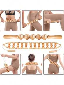 6-In-1 Wooden Massager, Hand-Held Massager Roller Trigger Point Massager, Suitable For Full-Body Massage, Muscle Relaxation, Body Contouring, Fascia Release, Lymph Drainage, And Fat Reduction Assistance. - Multicolor - View 5