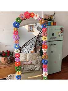 50 món hoa trang trí thủ công nhiều màu, trang trí khung gương đứng, viền hoa xốp cho gương toàn thân, bộ DIY làm mới gương - Nhiều màu - Xem 2