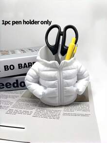 1PC Compact Plastic 3D Printed Down Jacket Style Creative Pen Holder Durable Lightweight Non Slip Scratch Resistant Easy Clean Desk Decoration Stationery Organizer For Office Home Study Room Gift For Friends Classmates Birthday Christmas Back - multicolor - View 4