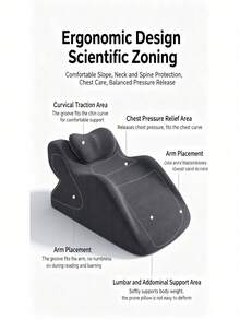 1 Ergonomic Wedge-Shaped Prone Pillow, With Multi Position Memory Foam Support Pad For Relieving Pressure On The Spine, Neck, And Back, Equipped With A Detachable And Washable Outer Cover And Anti Slip Bottom - 1PC - View 6