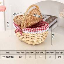 1 Piece Standard Size Natural Bamboo Picnic Basket, Handmade Woven Rustic Gift Basket With Cover And Portable Handles, Handwoven Rectangular Storage Basket For Outdoor Picnics, Parties, Barbecues, And Holiday Gifts - A - View 9