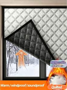 1pc Thermal Insulated Curtain, Windproof & Heat-Insulating, Double-Layer Thickened Fabric, Cold-Proof, Waterproof, Blackout & Sun-Blocking, Sound-Insulating Bedroom Curtain - Thermal Curtains - Black Trim - View 1