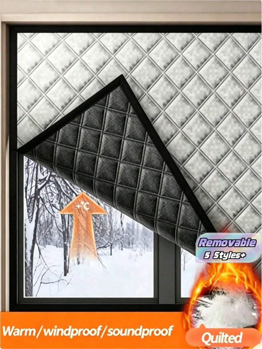 1pc Thermal Insulated Curtain, Windproof & Heat-Insulating, Double-Layer Thickened Fabric, Cold-Proof, Waterproof, Blackout & Sun-Blocking, Sound-Insulating Bedroom Curtain - Thermal Curtains - Black Trim - View 1
