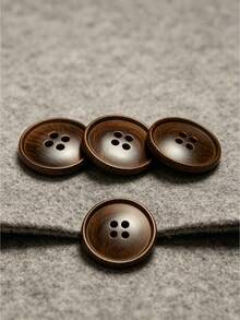 Vintage Imitation Wooden Concave Four-Hole Buttons Multicolor Resin Sewing Fasteners Bulk Supply For Overcoat, Windbreaker, Suit, Handmade Garment Sewing Supplies - coffee color - View 7