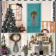 1 Pack/2 Packs Boxwood Wreath Belt Decorative Band, Used For Front Door Porch Decoration (Black And White Striped) - Black - View 3