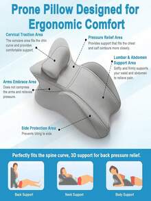 1 Ergonomic Wedge-Shaped Prone Pillow, With Multi Position Memory Foam Support Pad For Relieving Pressure On The Spine, Neck, And Back, Equipped With A Detachable And Washable Outer Cover And Anti Slip Bottom - 1PC - View 4