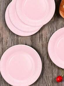 1 Piece/10 Pieces/20 Pieces/50 Pieces Light Pink Paper Plates, 6-Inch Pink Paper Cake Plates, 7-Inch Dessert Plates, 9-Inch Dinner Plates, Suitable For Snacks, Salads, Homemade Cooking, And Handicrafts, Also Suitable For Office, Camping, Indoor Use - Multicolor - View 4