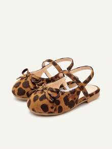 Cozy Pixies Sepatu Flat Bayi Serbaguna untuk Musim Semi dan Gugur, Gaya Putri dengan Pita, Sepatu Pesta untuk Anak Perempuan, Bayi, Anak-anak, Lucu dan Menyenangkan, Motif Leopard, Gaya Pastoral Retro. - cetak leopard - View 4