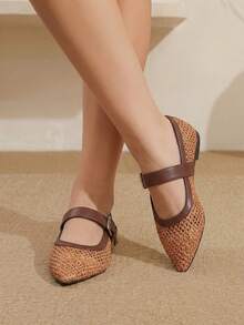 Styleloop سيدات، أظافر الصفصاف، مشابك، أحذية مسطحة. - بني - مشاهدة 2