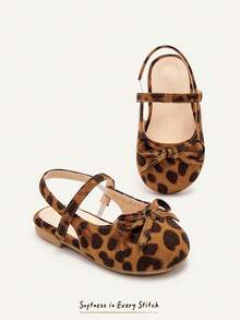 Cozy Pixies Sepatu Flat Bayi Serbaguna untuk Musim Semi dan Gugur, Gaya Putri dengan Pita, Sepatu Pesta untuk Anak Perempuan, Bayi, Anak-anak, Lucu dan Menyenangkan, Motif Leopard, Gaya Pastoral Retro. - cetak leopard - View 2