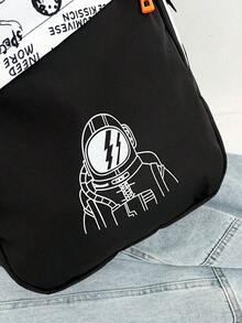 Astronaut Pattern Backpack, Large Capacity Zipper Closure School Bag, Adjustable Shoulder , Short Trip Bag, , Ideal For Daily Use, Outings, Travel, School, And Back To - Multicolor - View 8