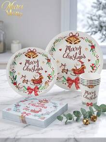 Muroi Mono 25/100 Pieces Of Disposable Party Supplies, Including Disposable Paper Plates, Napkins, Cups, Suitable For Dessert Service, Party Decorations, Various Events, And Gatherings, Including Christmas. - Style 4 - View 3