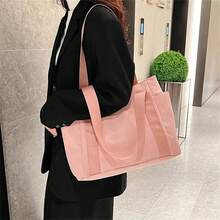 Unisex Casual Shoulder Bag, Large Capacity Handbag, Student Backpack, Solid Color Shoulder Bag, Gym Bag, Travel Bag, Suitable For School And Work - Pink - View 15