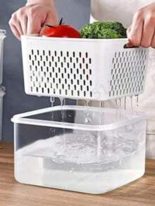 3 Sets Of Food Storage Boxes With Drain Baskets And Lids - Leak Proof, Refrigerator Compatible, Reusable Multifunctional Kitchen Storage Boxes Suitable For Fruits, Vegetables, And Food - Multi-colored. - View 8