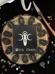Viking Rune Wooden Carving Set, Runic Symbol Engraved Wood Pieces For Healing Alchemy Meditation, Wooden Altar Rune Letters Kit - Black - View 3