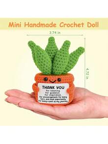 MINKOJA 1 Hand-Crocheted Table Decoration: A Cute Potted Plant Figurine-A Thoughtful Gift For Friends And Sisters, Or A Token Of Appreciation For Mom, Colleagues, And Family; Perfect As A Small Gift For Bedroom Decor - Multicolor - View 16