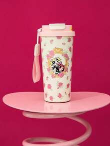 THE POWERPUFF GIRLS X Joivida 17.2oz & 24oz 不鏽鋼保溫杯附手把與吸管 – 防漏、保溫保冷，粉色與白色 Powerpuff Girls 花紋設計，可愛清新，適合居家、辦公室或戶外旅行，生日或情人節的精美禮物 - 粉色 - 查看 2
