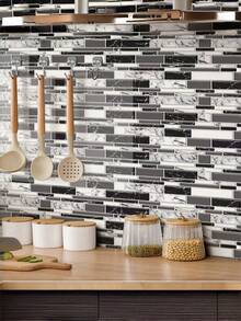 1 Roll Self Adhesive Kitchen Backsplash Wallpaper Tile Self Sticking Waterproof Countertop Wallpaper Bathroom Kitchen Birthday Graduation Gift Wall Sticker Room Wall Decor - a - View 5