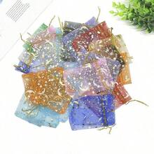 100 buah, Tas Kado Organza Bermotif Bintang dan Bulan - Sempurna untuk Perhiasan, Permen, dan Suvenir Pesta - Warna Campuran untuk Pernikahan, - Beraneka warna - View 7