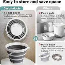 Collapsible Bucket, Capacity 1.3 Gallon/5l And 2.6 Gallon/10l, Space-Saving, Portable Foldable Bucket, Multipurpose For Home, Outdoor, Car Washing, Camping, Fishing - Multiple Colors Available - Beige - View 4