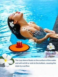 1PC Reusable Neoprene Floating Can Cooler Insulated Beverage Holder Cup Sleeve For Pool Beach Party Summer Drinks Keep Cold Floatable Drink Koozie Outdoor Water Toy Swim Accessory - A - View 1