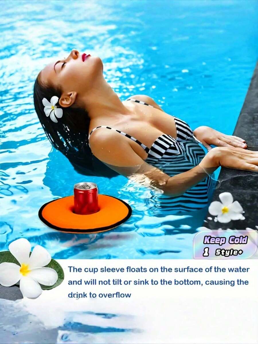 1PC Reusable Neoprene Floating Can Cooler Insulated Beverage Holder Cup Sleeve For Pool Beach Party Summer Drinks Keep Cold Floatable Drink Koozie Outdoor Water Toy Swim Accessory - A - View 1