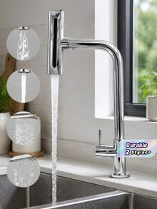 360° Rotatable Stainless Steel Kitchen Faucet, With Waterfall Spray Function, 4 Water Flow Modes, High‑Arc Modern Sink Mixer Tap, Black & Silver Available - Multicolor - View 1