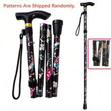 1/3 Pcs Floral Print Folding Walking Canes, Lightweight Aluminum Alloy Material, Non-Slip Portable Walking Sticks, Suitable For Men And Women For Travel Use - multicolor - View 6