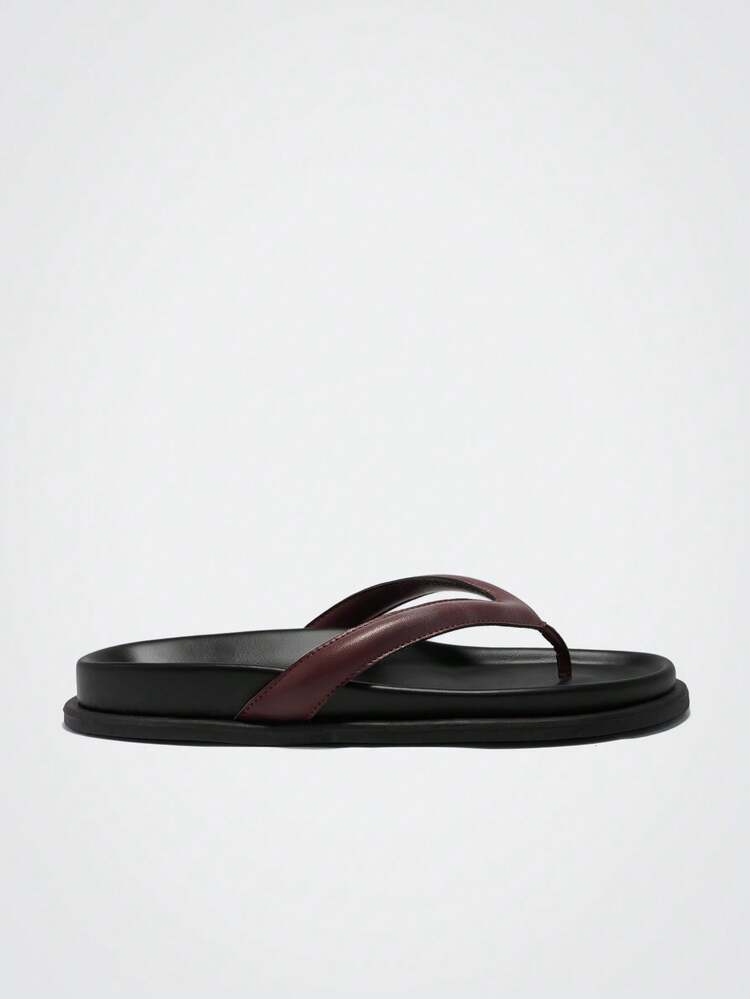 Maija Women's New Slip-On Thong Sandals, Flat Sandals, Comfortable And Versatile Style - Burgundy - View 2