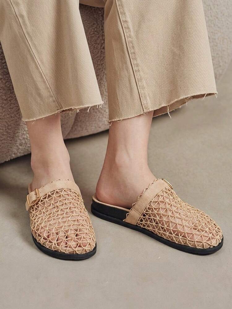 Solecia Women's Fashion Breathable Mesh Retro Double-Layer Soft-Soled Comfortable Cloth Shoes Fall Shoes - Light apricot - View 9